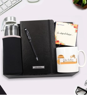 Mühendislere Özel Tasarım Kupa & Özel Kılıflı 500Ml Su Matarası & Siyah Defter & Siyah Touch Pen Hediye Seti