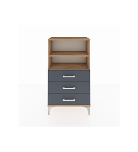 Arges Komodin 2 Raflı 3 Çekmeceli 60x30x106 Çam-Antrasit