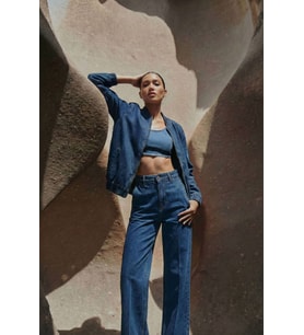 Kadın Lacivert Bomber Denim Ceket