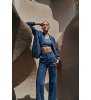 Kadın Lacivert Bomber Denim Ceket
