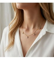 925 Ayar Gümüş Beyaz ve Pembe Taşlı Gold Çiçek Kolye
