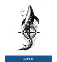 XQB-820 ORTA BOY BALİNA VE PUSULA DESEN GEÇİCİ DÖVME-TATTO