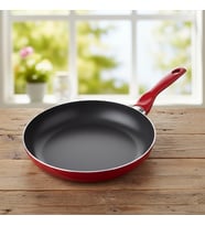 Lexroo Lotus 26 cm Yapışmaz Kızartma Tavası - Kırmızı Zemin Kış Desenli (Geyik ve Kar Tanesi)