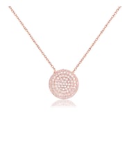 EMILIANO JEWELLERY Zirkon Taşlı Pırlanta Montür Rose Altın Kaplama Yuvarlak Gümüş Kolye