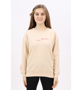 Toontoy Kız Çocuk Nakışlı Sweatshirt (Bej)