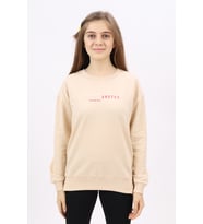 Toontoy Kız Çocuk Nakışlı Sweatshirt (Bej)