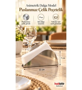 ByMyHand Paslanmaz Çelik Ev Lokanta ve Restoran İçin Peçetelik No1