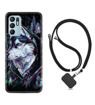 Oppo Reno 6 Kılıf Silikon Boyun Askılı İpli Desenli Silikon Dog Eyes 1761