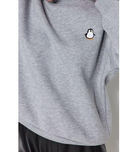 Bisiklet Yaka Standart Kol Animal Nakışlı Normal Kalıp Kalın İçi Polarlı Örme Sweatshirt