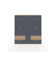 Arges Dolap 12 Raflı 4 Çekmeceli 2 Askılı 220x30x243 Çam-Antrasit/Çam
