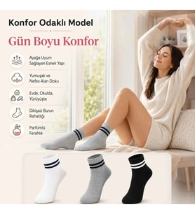 Giyim Unisex Çizgili Bilek Çorap 6'lı %80 Pamuklu Dikişsiz Burun, Siyah Beyaz Gri Günlük Spor