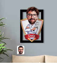 BK Gift Kişiye Özel İsimli Erkek Kasap Karikatürlü 3D Ahşap Tablo-1