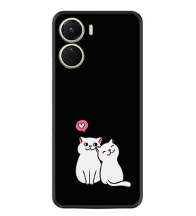 Vivo Y16 Kılıf Silikon Desen Özel Seri Love Cats 1690
