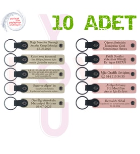 S Kahve & Yavru Ağzı, Yaratıcı Yazarlık Kursuna Anı, 10’lu Set, Tarih ve İsimli Deri Anahtarlık