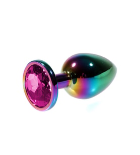 Metal Pembe Taşlı Rainbow Plug Küçük Boy