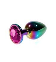 Metal Pembe Taşlı Rainbow  Plug Küçük Boy