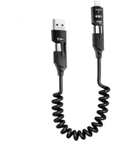 Lexroo 4’ü 1 Arada 65W Yaylı Hızlı Şarj Kablosu Type-C & Lightning PD Destekli