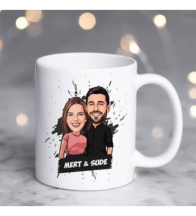 Kişiye Özel Uyumlu Çiftler Karikatürlü Kupa Bardak