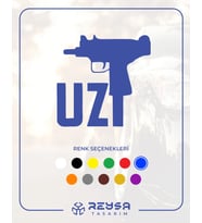 Uzi Araba Stickeri 17x17 Cm Mavi