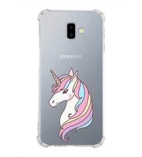 Samsung Galaxy J6 Plus  Köşe Korumalı Antişok Kapak Unicorn Tasarımlı Şeffaf Silikon Kılıf