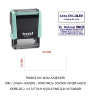 TRODAT 4911 İSİM ÜNVAN KAŞESİ - PASTEL YEŞİL - MAVİ MÜREKKEP