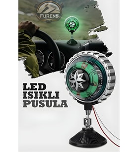 Pusula Nostalji Vantuzlu Büyük Işıklı Araç İçi Dekorasyon Pusula
