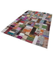 Salon Kilimi Gri Patchwork Stil El Dokuma Bohem Dekoratif Yün Pamuk Koridor Yatak Odası