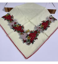 Oyalı Pamuk Tülbent- 05091 (Kırmızı-Krem)