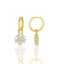 Gümüş altın yaldızlı zirkon taşlı çiçek küpe SGTL11940GOLD