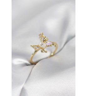 Gold Renk Model Zirkon Taşlı Kadın Yüzük TJ-BYK4139