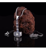 ÇEKİÇ MOTİFLİ 925 AYAR GÜMÜŞ KOLYE (Gri)