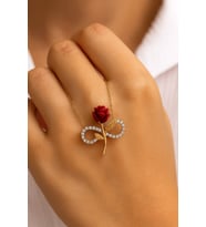 925 Ayar Gümüş Sonsuzluk Güllü Kolye (Pembe)