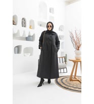 6632-Reglan Kollu Süs Pileli Lens Ceket Siyah