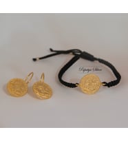 925 AYAR GOLD 14K Renk Tuğra Bileklik Küpe Set