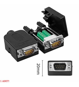 Kutulu DB9 Erkek Konnektör 9 Pin D-Sub Seri Port Terminal Adaptör RS232 RS485