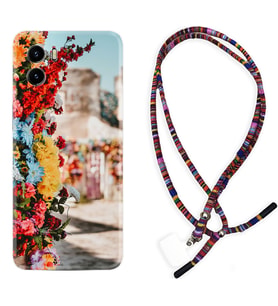 Vivo Y15S Y32 Y33S Y51 Y53S Kılıf Boyun Asklı Rasta Silikon Gerçek Çiçekler 1743
