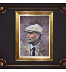 Altın Varaklı Çerçeveli Paspartulu Atatürk Tablo DC0626 (Gold)