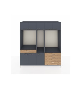 Kronos Dolap 8 Raflı 4 Çekmeceli 3 Askılı 220x59x243 Antrasit-Antrasit/Çam