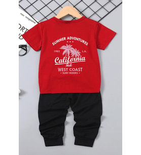 Çocuk California Baskılı Alt - Üst Eşofman Takımı (Siyah)