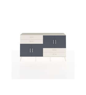 Arges Konsol 3 Raflı 4 Çekmeceli 4 Kapaklı 176x30x99 Aytaşı-Antrasit/Aytaşı