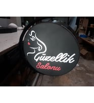 Güzellik Salonu 3D Çift Taraflı Motorlu Dönen Led Işıklı Tabela 60 Cm Çap