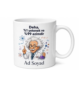 İsme Özel Çılgın Dahi Yazılı Kupa Bardak Hediye Özel Tasarım Baskılı