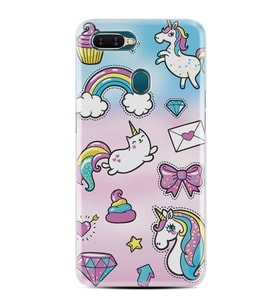 Oppo A5S A15 A16 A54 A55 A73 A74 Kılıf Desemli Silikon Unicorn Mektup 1800