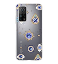 PrintiFy Xiaomi Mi 10T ile Uyumlu 1mm Slim Fit Nazar Boncuğu 5 Baskılı Şeffaf  Kılıf