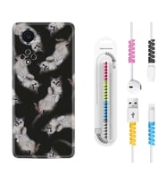 Huawei Nova Y70 Y90 Nova 9 SE  Kılıf Kablo Koruma Spiral Silikon Sevimli Kedicikler 1785