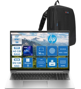 Hp Elitebook 860 G11 Wolfpro Intel ULTRA7-155H 40 GB Ddr5 512 GB SSD 16'' Wuxga Windows 11 Pro Taşınabilir Bilgisayar 9970P1ETW13+ZETTAÇANTA