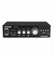 Rose FR-007A 2x50 Watt Stereo Anfi 12V/220V Mp3, Bluetooth, SD Kart 2 Mikrofon Girişli Kumandalı