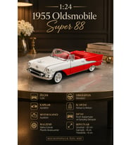1:24 Ölçek 1955 Oldsmobile Super 88 Kırmızı Beyaz Klasik Metal Model Araba Diecast