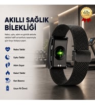 Siyah Akıllı Bileklik Sağlık ve Aktivite Takipli Nabız Uyku Kalori ve Kan Basıncı Takibi