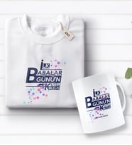 BK Gift Kişiye Özel İlk Babalar Günü Tasarımlı Beyaz Tişört ve Kupa Seti-2 (Model 1)